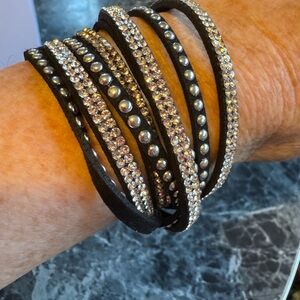 Black Crystal Wrap Bracelet – Multi-Row Sparkle